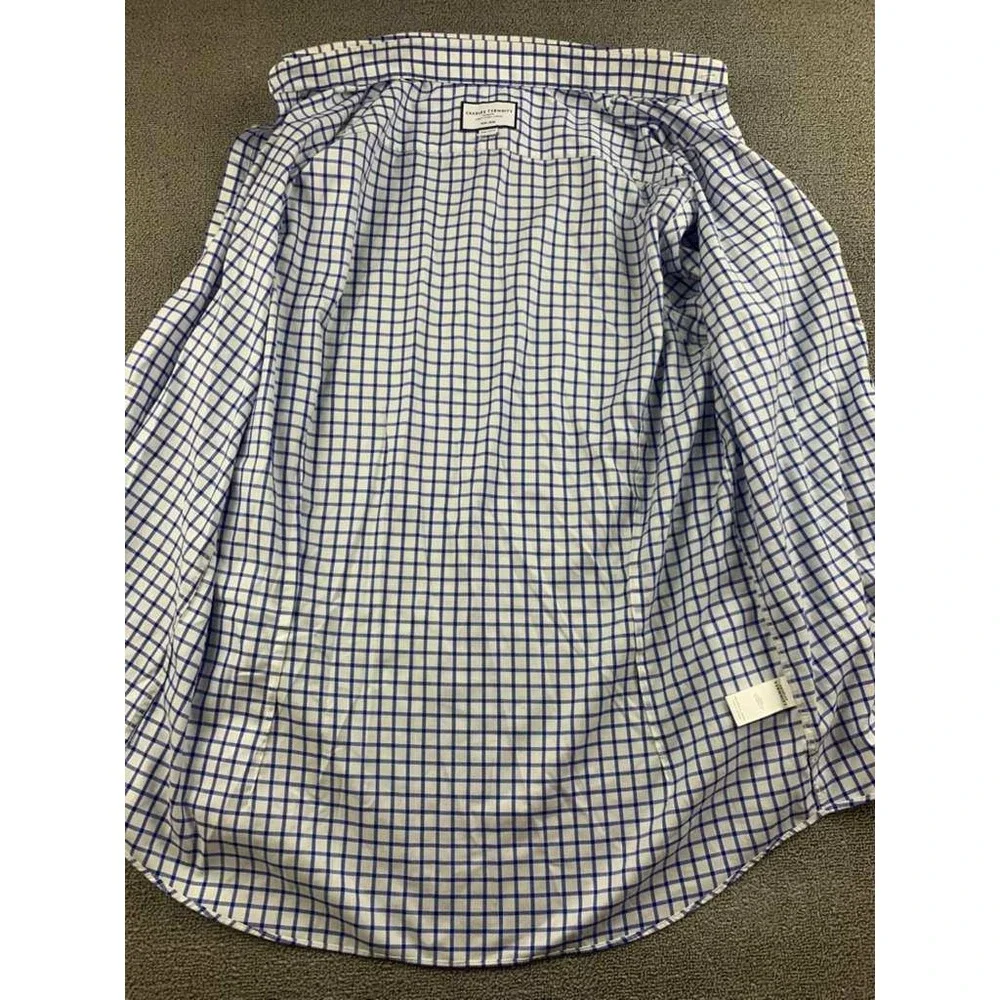 Charles Tyrwhitt Button Shirt Men 17/34 Blue‎ White Extra Slim Fit Check Cotton